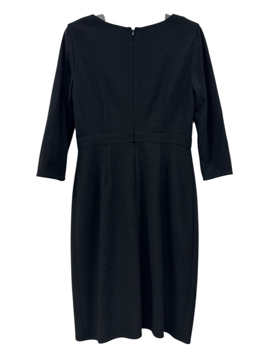 Kay Unger Size 10 Black Wool Crepe Surplice Pleat Detail Duster Dress Black / 10