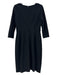Kay Unger Size 10 Black Wool Crepe Surplice Pleat Detail Duster Dress Black / 10