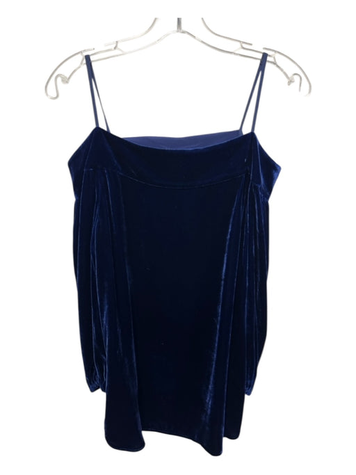 Tibi Size 2 Royal Blue Rayon Blend Off Shoulder Long Balloon Sleeve Velvet Top Royal Blue / 2