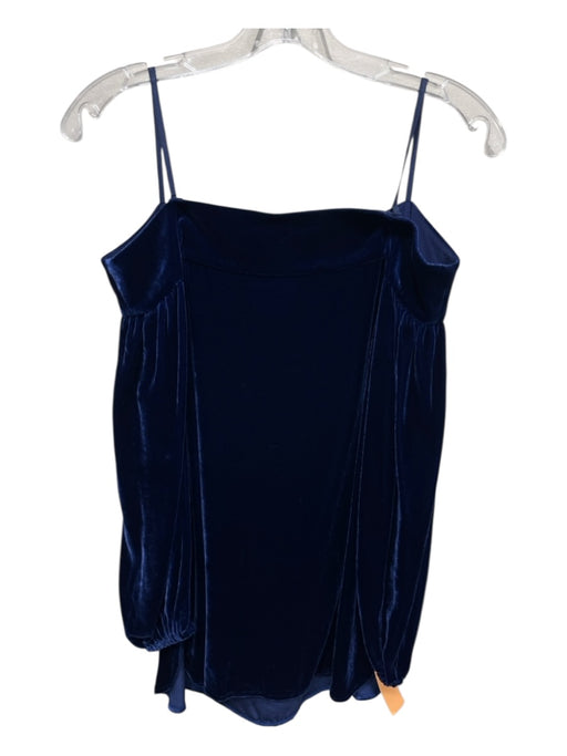 Tibi Size 2 Royal Blue Rayon Blend Off Shoulder Long Balloon Sleeve Velvet Top Royal Blue / 2
