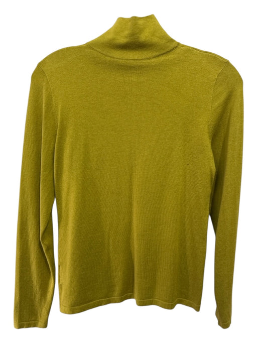 Carlisle Size S Split Pea Green Silk & Viscose Ribbed Mock Neck Fitted Sweater Split Pea Green / S