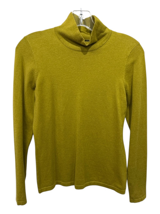 Carlisle Size S Split Pea Green Silk & Viscose Ribbed Mock Neck Fitted Sweater Split Pea Green / S