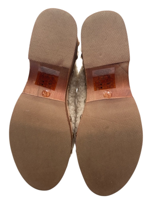 Kelsi Dagger Cream, Tan & Silver Leather Sherpa Studs Sling back Clogs Cream, Tan & Silver
