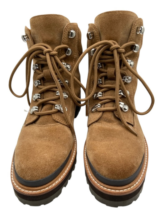 Marc Fisher Shoe Size 6.5 Tan Suede Round Toe lace up silver hardware Booties Tan / 6.5
