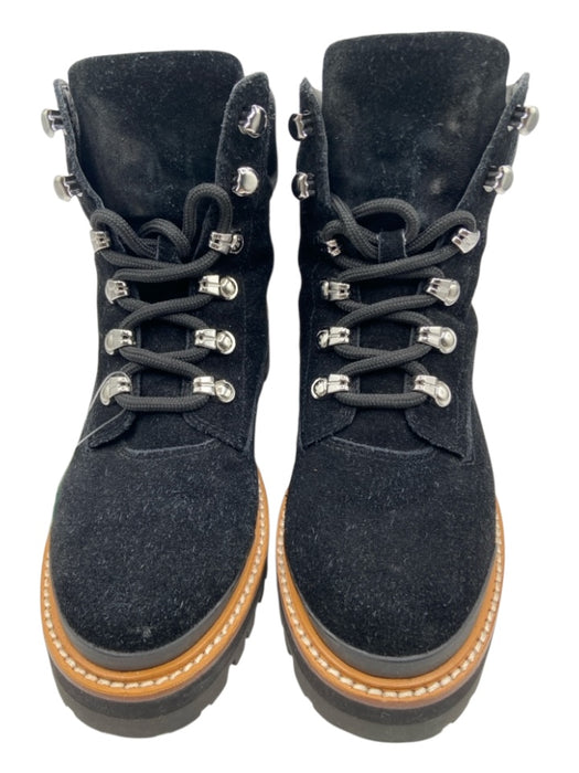 Marc Fisher Shoe Size 6 Black Suede Round Toe lace up silver hardware Booties Black / 6