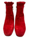 Silent D Shoe Size 37 Red Suede Square Round Toe Block Heel Ankle Booties Red / 37