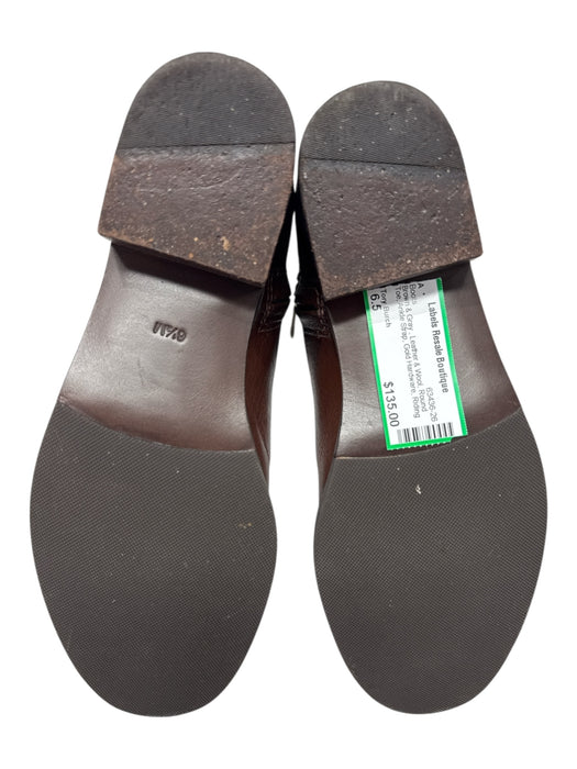 Tory Burch Shoe Size 6.5 Brown & Gray Leather & Wool Round Toe Ankle Strap Boots Brown & Gray / 6.5