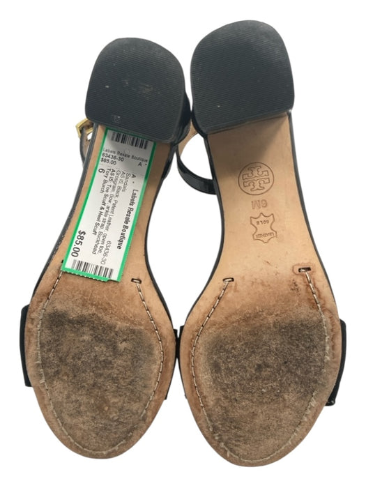 Tory Burch Shoe Size 6 Black Patent Leather open toe Grosgrain Bow Sandals Black / 6