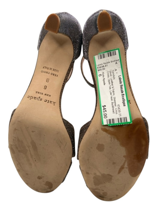Kate Spade Shoe Size 6 Silver Leather & Fabric Shimmer Criss Cross Sandals Silver / 6