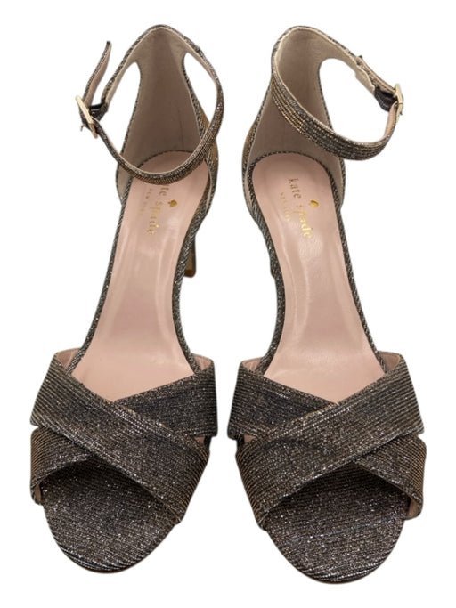 Kate Spade Shoe Size 6 Silver Leather & Fabric Shimmer Criss Cross Sandals Silver / 6