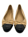 Chanel Shoe Size 6.5 Tan & black Leather Interlocking C's Cap Toe Bow Flats Tan & black / 6.5