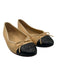 Chanel Shoe Size 6.5 Tan & black Leather Interlocking C's Cap Toe Bow Flats Tan & black / 6.5