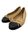 Chanel Shoe Size 6.5 Tan & black Leather Interlocking C's Cap Toe Bow Flats Tan & black / 6.5