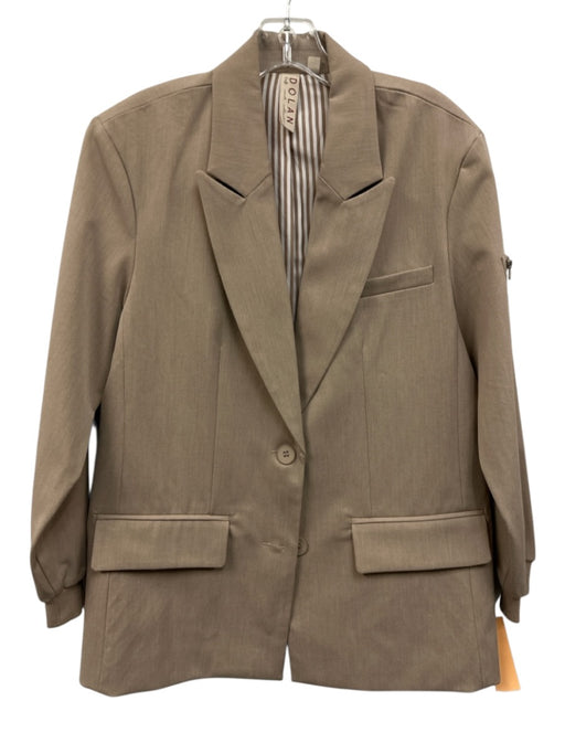 Dolan Size XXS Taupe Poly Blend Zip Pocket Lapels 2 Button Slit Pockets Blazer Taupe / XXS