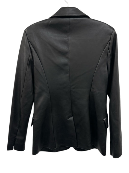 Good American Size 1 Black Poly Blend Faux Leather Shoulder Pads Lapels Blazer Black / 1