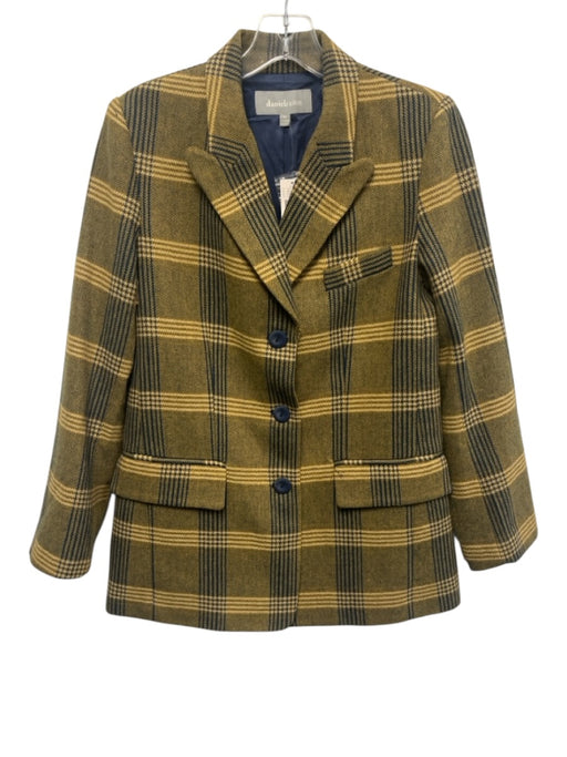Daniel Rainn Size XS Yellow & Navy Poly Blend Lapels Plaid 3 Button Blazer Yellow & Navy / XS