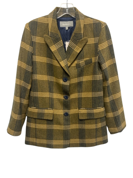 Daniel Rainn Size XS Yellow & Navy Poly Blend Lapels Plaid 3 Button Blazer Yellow & Navy / XS