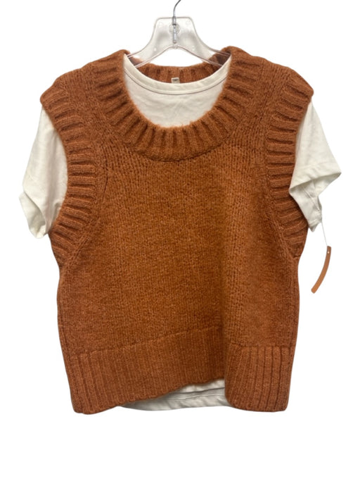 Pilcro Size S Orange & White Acrylic & Polyester Sweater Vest Layered Top Orange & White / S