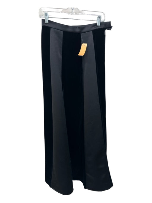 Chetta B Size 4 Black Acetate Blend Velvet Satin Paneled Maxi Top Black / 4