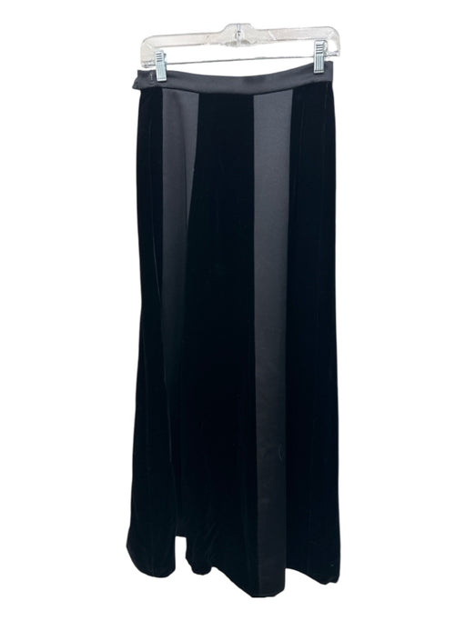 Chetta B Size 4 Black Acetate Blend Velvet Satin Paneled Maxi Top Black / 4