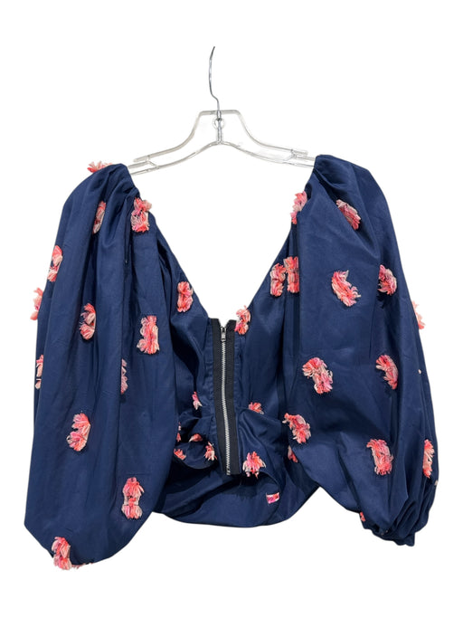 Scanlan Theodore Size 2 Navy Blue, Orange, Pink Polyester Blend Crop Top Navy Blue, Orange, Pink / 2