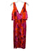 flor et.al Size 6 Pink & Orange Silk Cold Shoulder Floral Print V Neck Gown Pink & Orange / 6