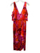 flor et.al Size 6 Pink & Orange Silk Cold Shoulder Floral Print V Neck Gown Pink & Orange / 6