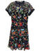 Vone Size 6 Black & Multi Polyester Short Sleeve Floral Embroidery Tiered Dress Black & Multi / 6