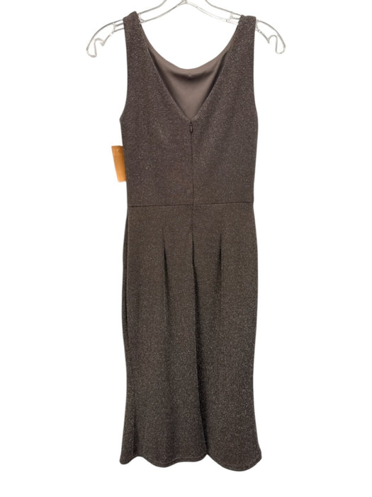 Betsy & Adam Size 6 Taupe Gray Polyester Blend Sleeveless Metallic Thread Dress Taupe Gray / 6