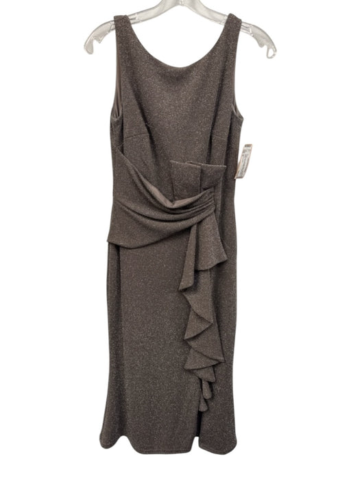Betsy & Adam Size 6 Taupe Gray Polyester Blend Sleeveless Metallic Thread Dress Taupe Gray / 6