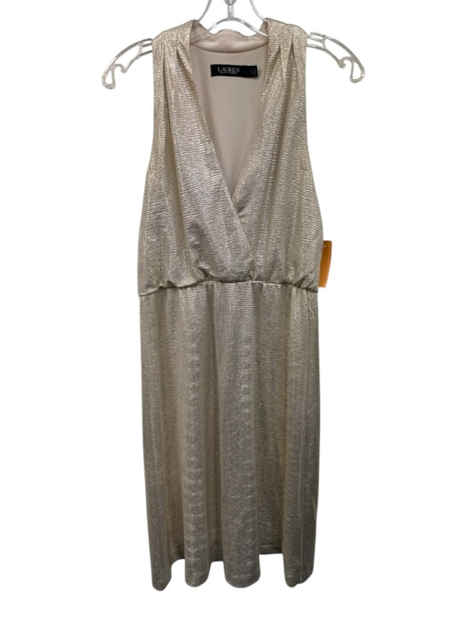 Lauren Ralph Lauren Size 2 Light Gold Sleeveless Metallic Thread Dress Light Gold / 2