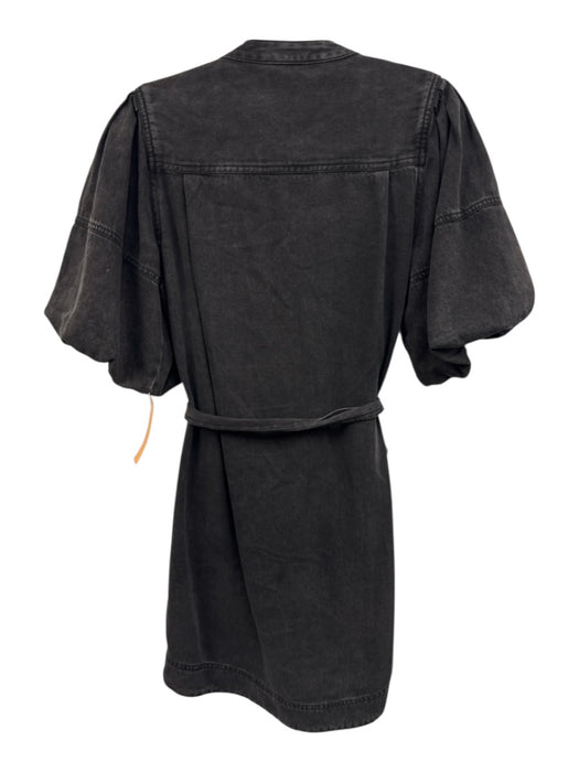 Rails Size Small Faded Black Cotton Denim Snap Button Short Balloon Sleeve Dress Faded Black / Small