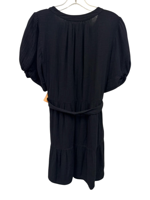 Velvet by Graham & Spencer Size XS Black Cotton Short Sleeve Gathered Dress Black / XS