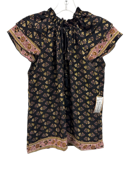 Perry Walker Size XS Black, Pink, Green Silk Blend Shirred Waist Maxi Skirt Set Black, Pink, Green / XS