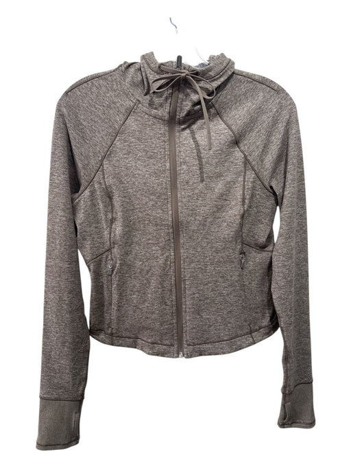 Athleta Size M Brown & White Nylon Blend Heathered Zip Up Athletic Jacket Brown & White / M