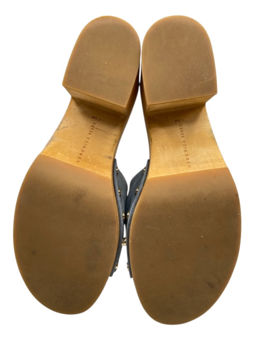 Veronica Beard Shoe Size 7.5 Tan & blue Suede Upper Wood Sole Clog Sandals Tan & blue / 7.5