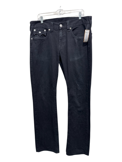 True Religion Size 34 Black Cotton Blend Solid Wide Leg Jean Men's Pants Black / 34