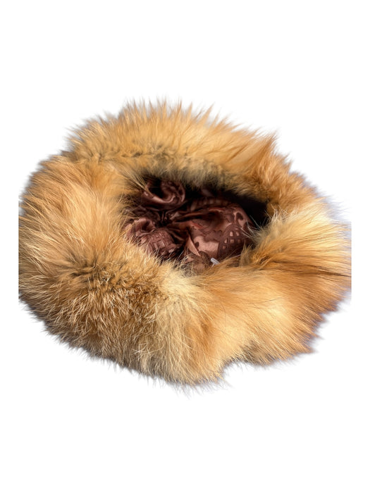 No Brand Auburn Fox Fur Fuzzy Circle Lined Hat Auburn / One Size