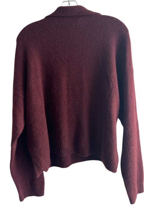 Madewell Size L Burgundy Cashmere & Wool V Neck Collared Long Sleeve Sweater Burgundy / L