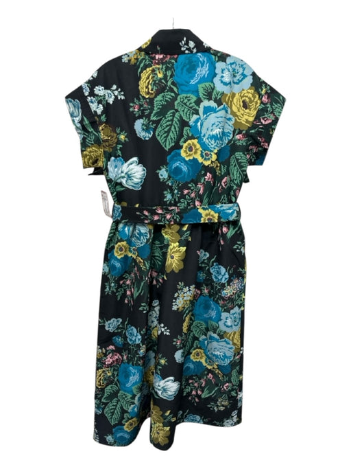 Tuckernuck Size XL Black, green & yellow Polyester Short Sleeve Floral Dress Black, green & yellow / XL