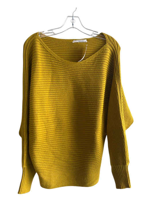 By Anthropologie Size L Mustard Yellow Viscose Blend Wide Neck Sweater Mustard Yellow / L