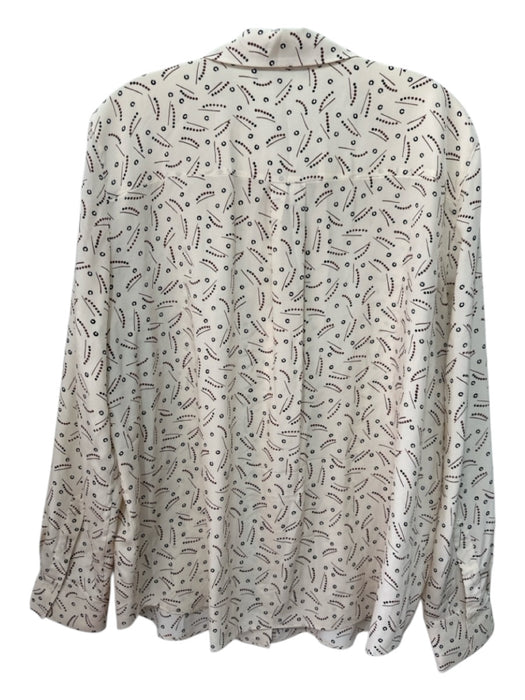 Lafayette Size XL Cream, Burgundy & Black Silk Long Sleeve Dotted Circle Dress Cream, Burgundy & Black / XL