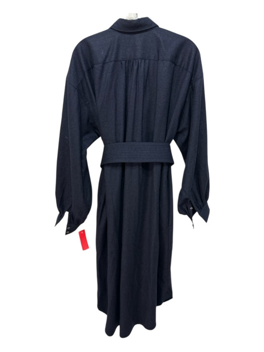 Ann Mashburn Size L Navy Wool Blend Long Sleeve Button Up & Collar Dress Navy / L