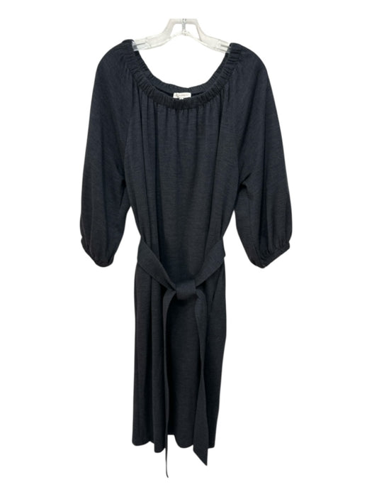 Ann Mashburn Size XL Dark Gray Wool Blend Long Sleeve Elastic Neck Dress Dark Gray / XL