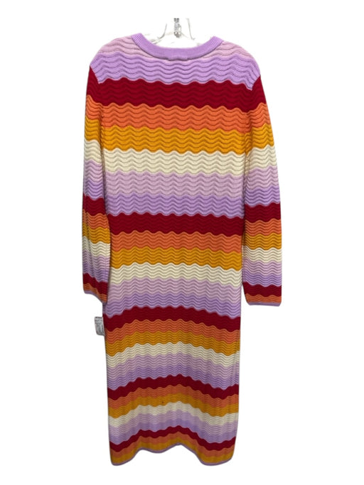 Hyacinth House Size XL Lavender, Red & Multi Polyester Knit Wavy Stripes Dress Lavender, Red & Multi / XL