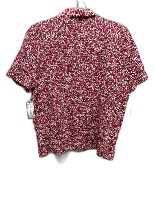 J Crew Size XXL Red, White & Green Cotton Smocked Floral Short Sleeve Top Red, White & Green / XXL