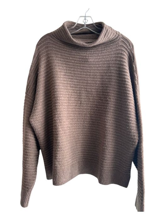 Madewell Size XL Brown Acrylic Blend Cowl Neck Long Sleeve Ribbed Sweater Brown / XL