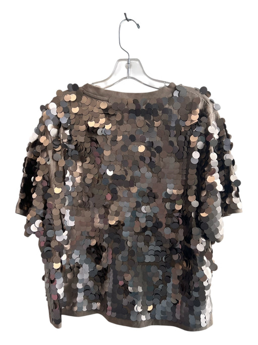 J Crew Size XL / 34 Champagne Cotton Sequin Matte Short Seam Ribbed Detail Top Champagne / XL / 34