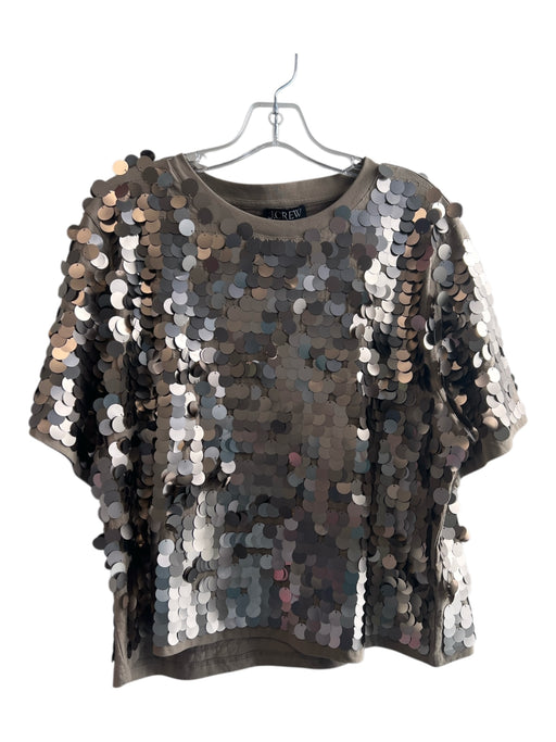 J Crew Size XL / 34 Champagne Cotton Sequin Matte Short Seam Ribbed Detail Top Champagne / XL / 34