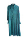 COS Size 10 Green & Blue Viscose Collared Half Button Long Sleeve Dress Green & Blue / 10